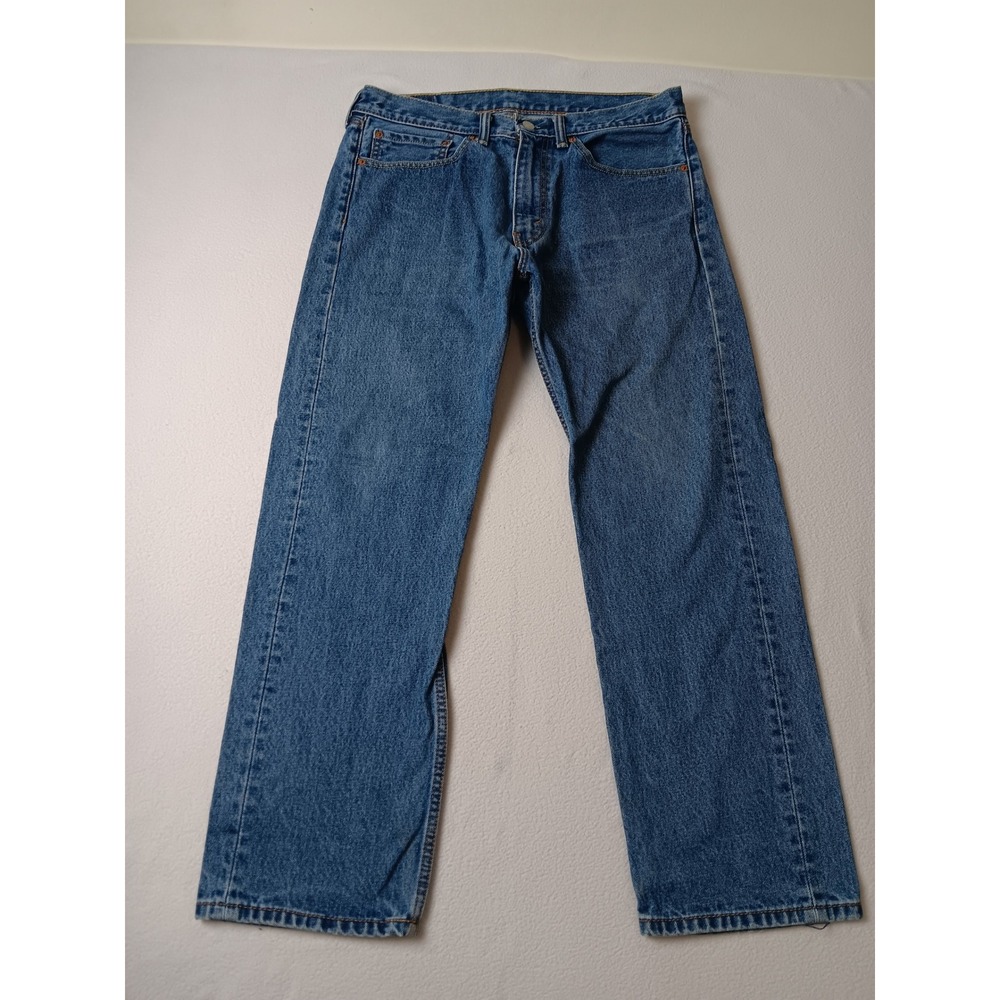 Levis 505 Regular Fit Straight Leg Jeans‎ Mens 34x29 Medium Wash Blue Denim